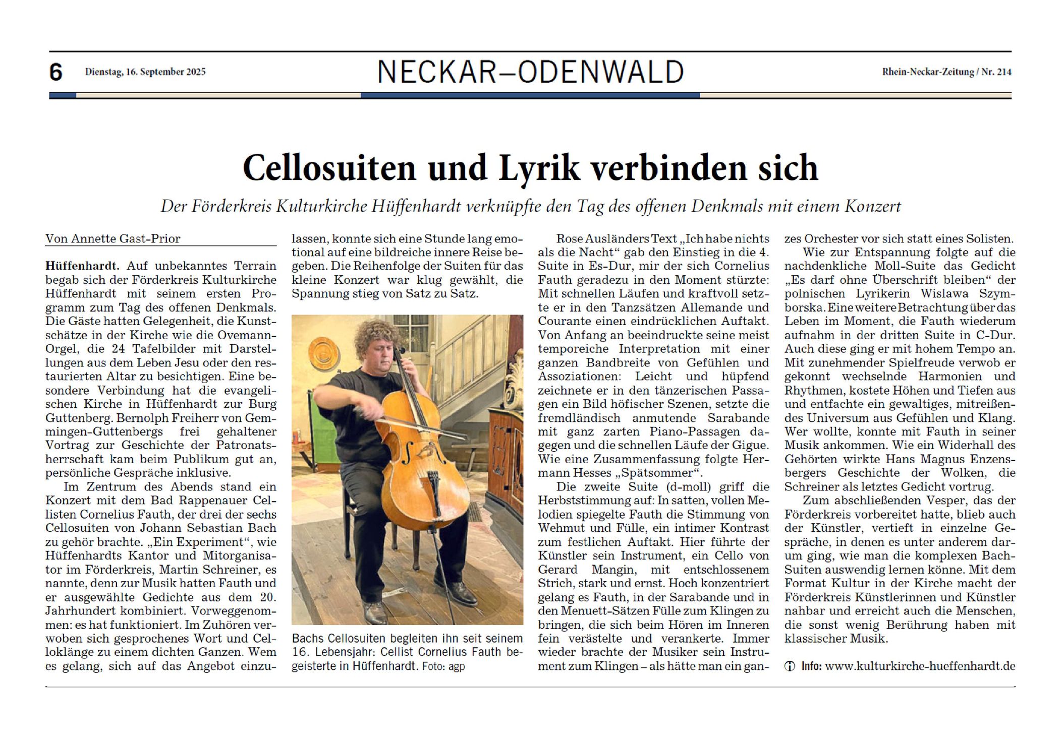 Zeitungsartikel 16-09-2025 RNZ